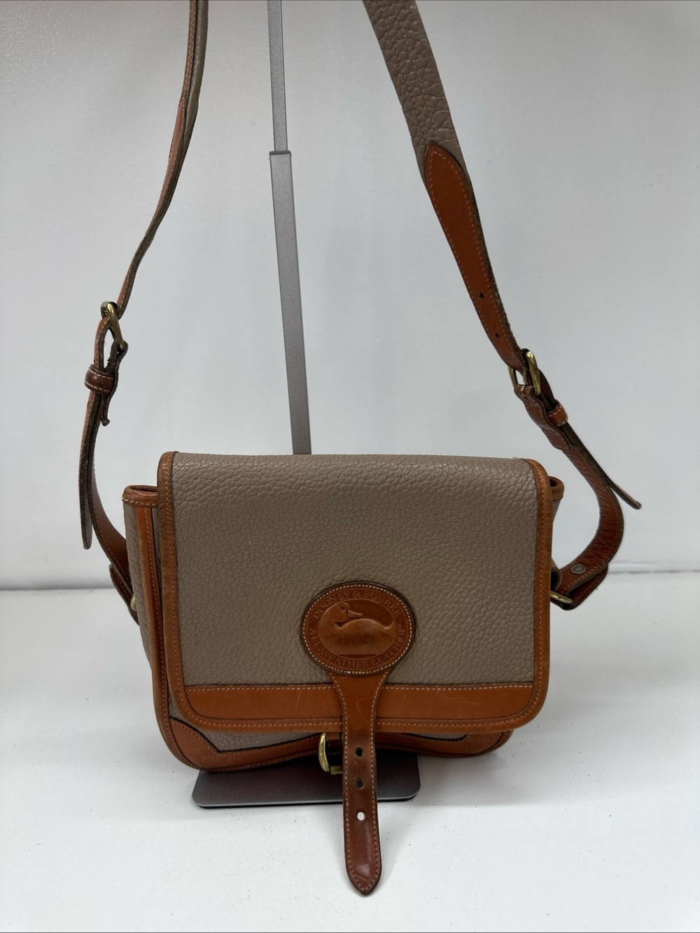 Dooney & Bourke Vintage All Weather Leather Essex Flap Crossbody Bag Taupe